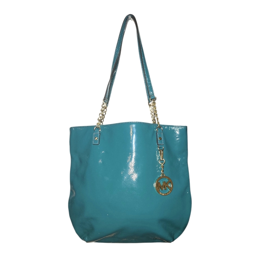 Michael Kors Jet Set Teal Patent Leather Tote